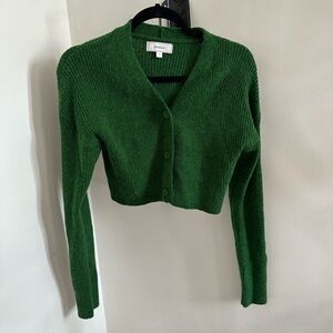 RIHOAS Forest Green Cardigan Crop Sweater size S
